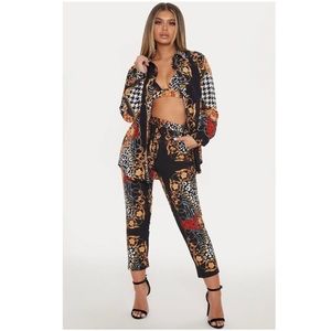 3 pc Satin pants,Oversized shirt ,Bralet size (8)